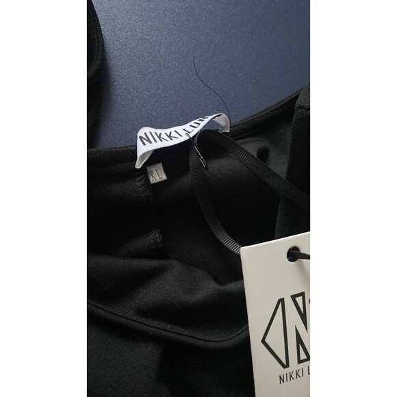 Nikki Lund Jumpsuit XL Long Sleeve Tie Waist Black Preppy Career‎ Cocktail - Picture 11 of 12